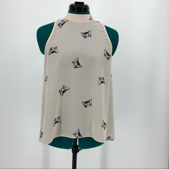 Everly Sleeveless Kitten Mock Neck Blouse, Small - Picture 3 of 16